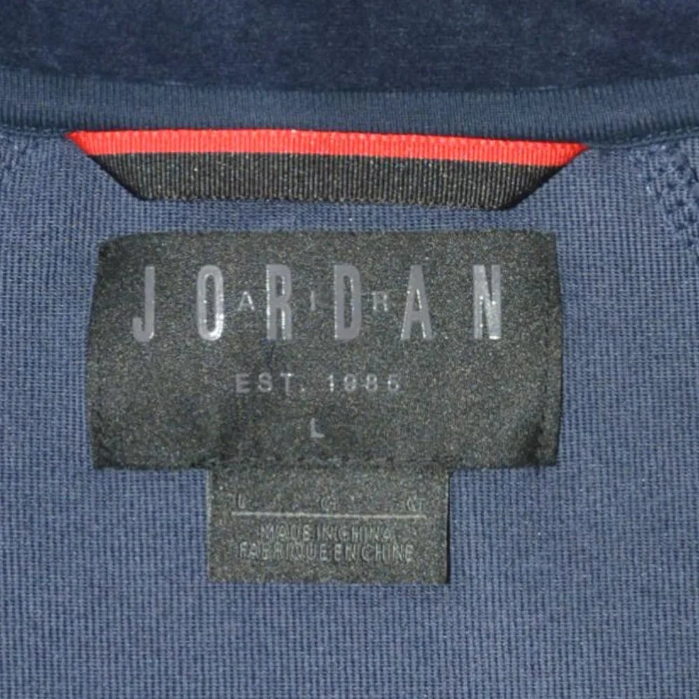 Jordan Men's Navy Blue Velour Zip-Front Sweater with Light Blue Jumpman